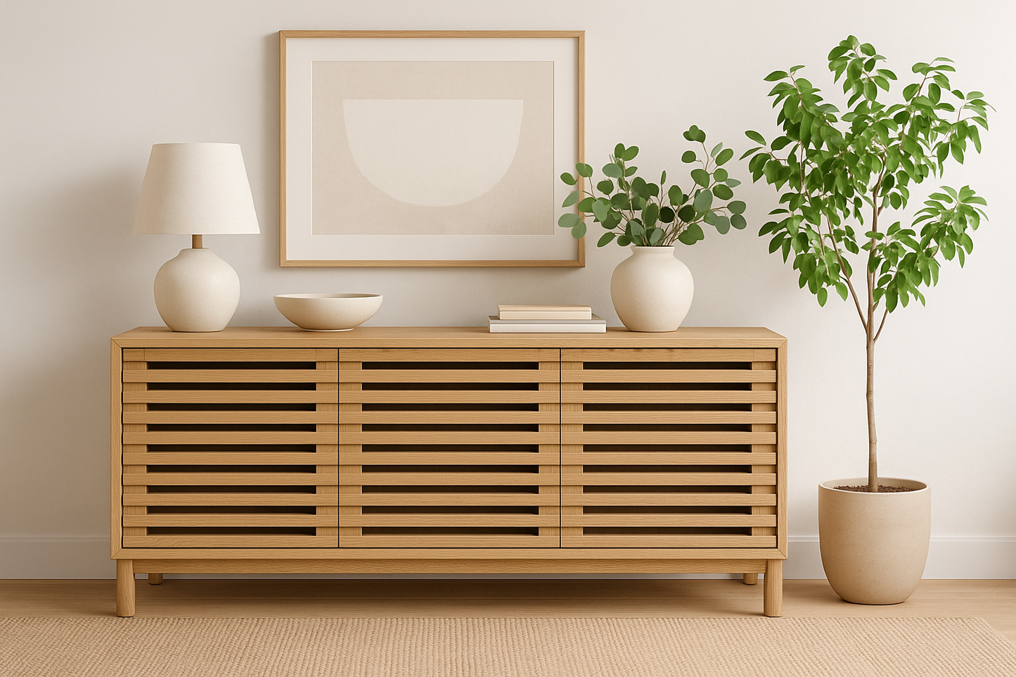 Tanner Three Door Media Console in Flaxen