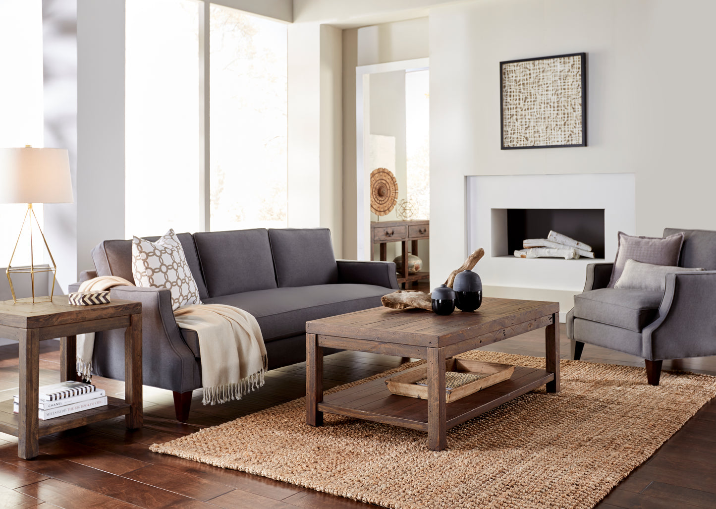 Craster Reclaimed Wood Rectangular Coffee Table in Smoky Taupe