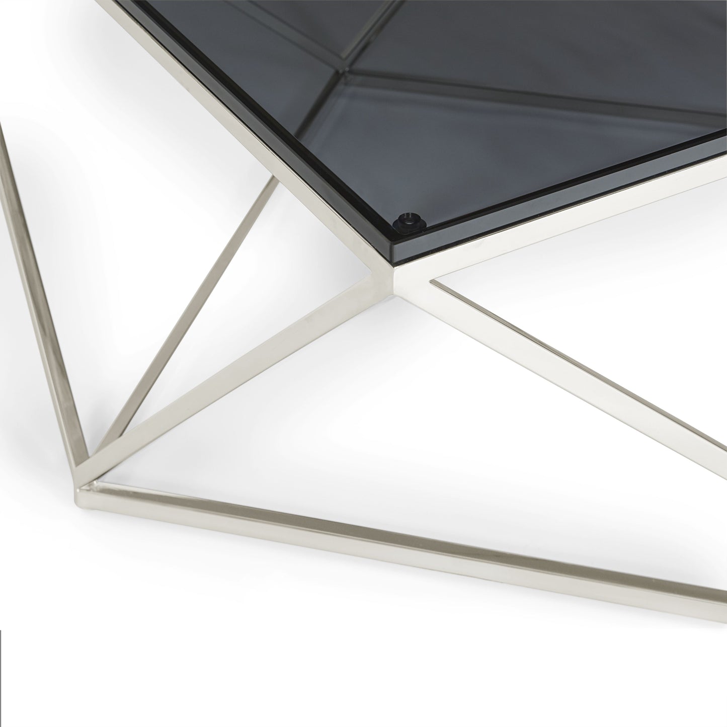 Aria Smoked Glass and Polished Stainless Steel Coffee Table