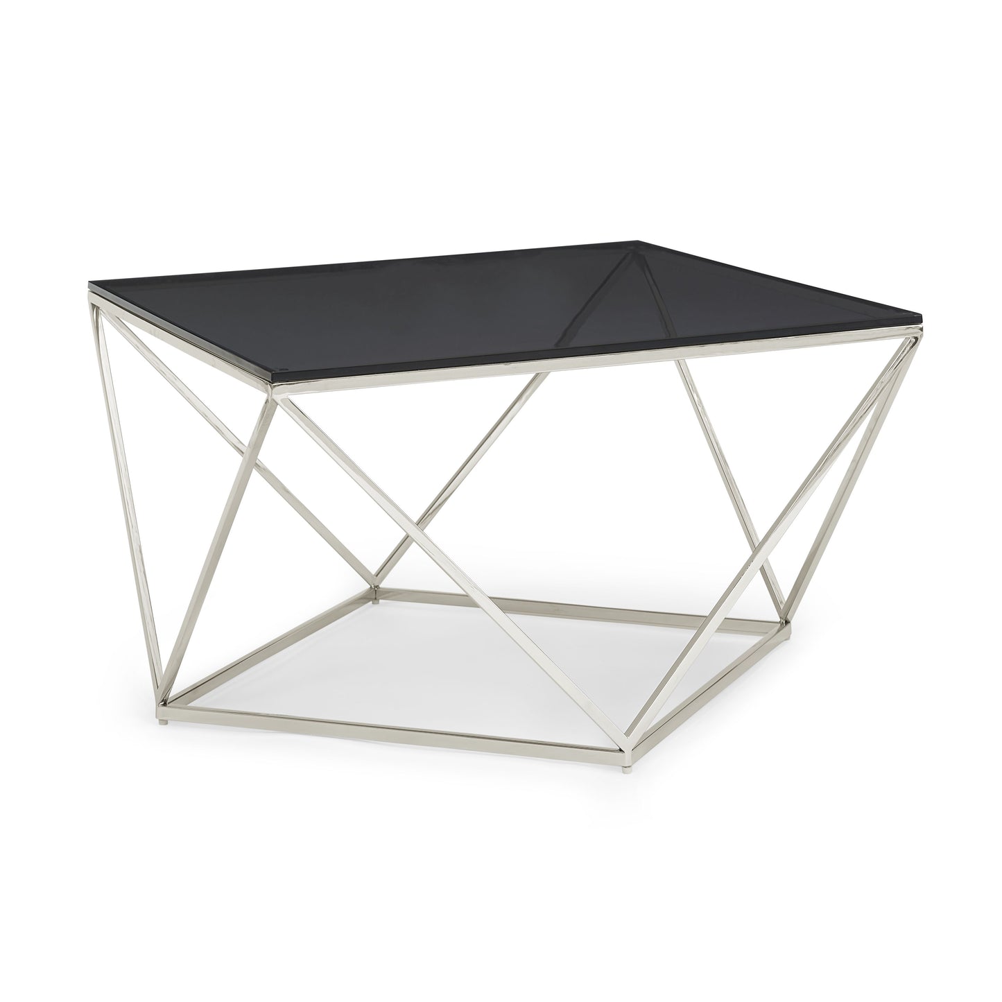 Aria Smoked Glass and Polished Stainless Steel Coffee Table