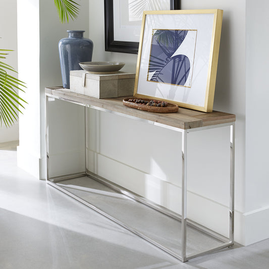 Ace Reclaimed Fir and Polished Stainless Steel Console Table