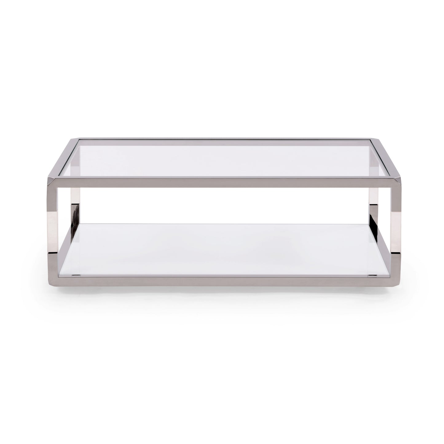 Jasper Rectangle Coffee Table in Acrylic, White Glass and Polished Stainless Steel