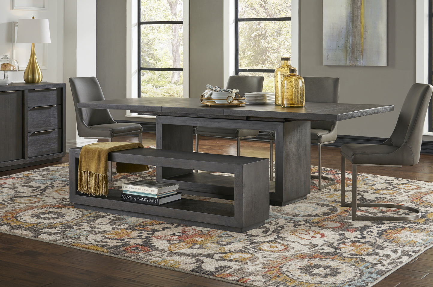 Oxford Dining Bench in Basalt Grey