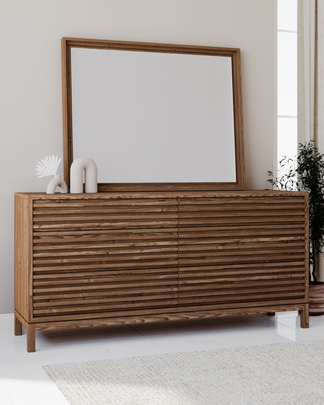 Tanner Six Drawer Ash Wood Dresser in Roux