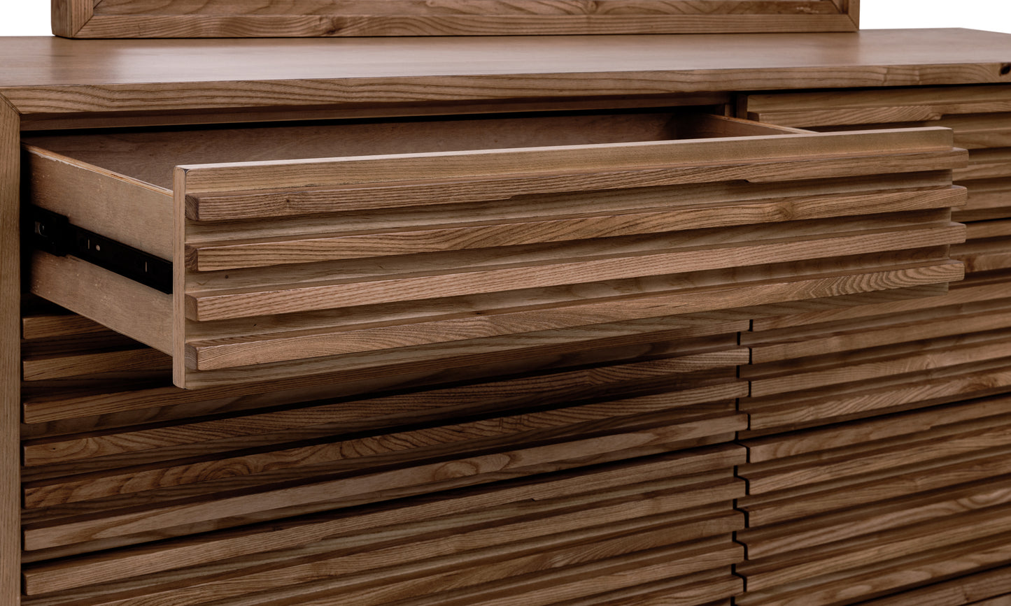 Tanner Six Drawer Ash Wood Dresser in Roux