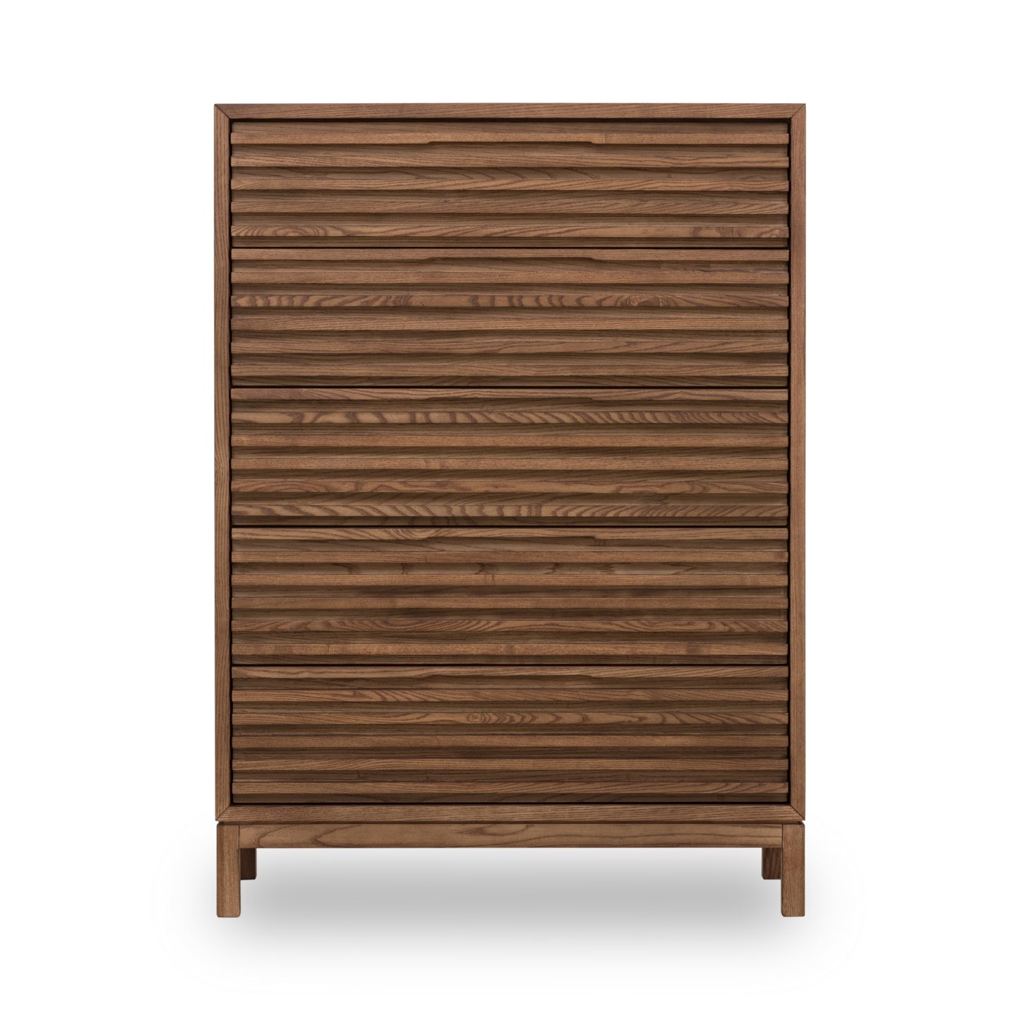 Tanner Five Drawer Ash Wood Chest in Roux