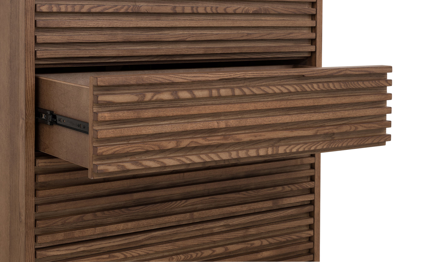 Tanner Five Drawer Ash Wood Chest in Roux