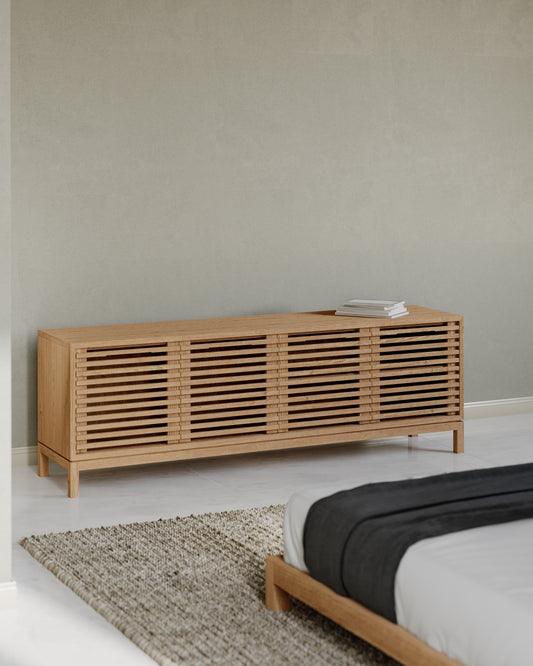 Tanner Four Door Ash Wood Media Console in Flaxen