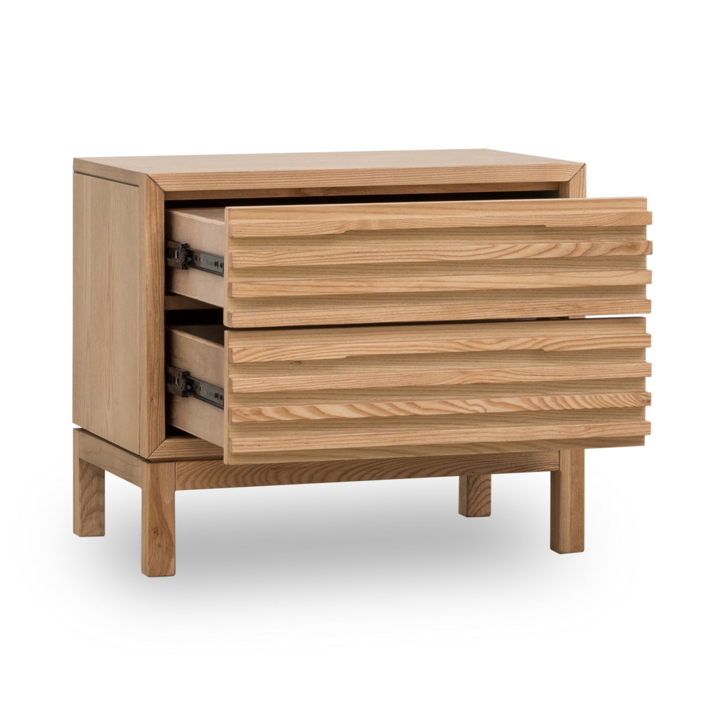 Tanner Two Drawer Ash Wood Nightstand in Flaxen