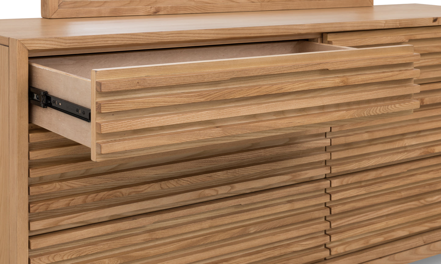 Tanner Six Drawer Ash Wood Dresser in Flaxen