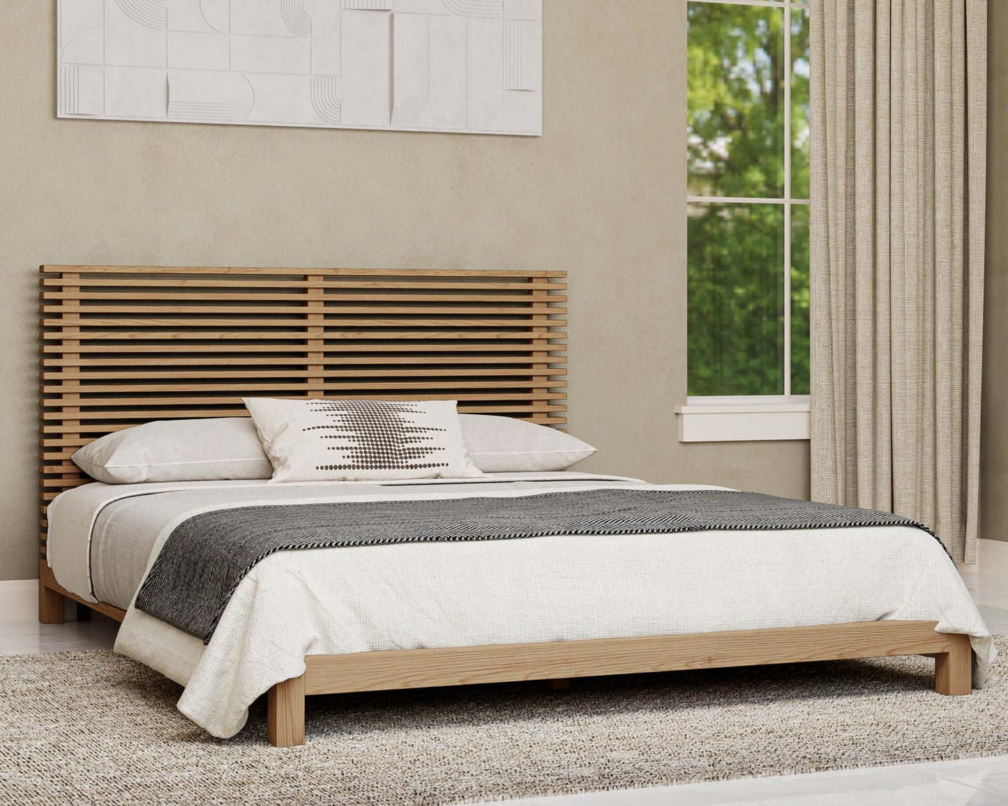Tanner Super King (180 x 200) Platform Bed in Flaxen