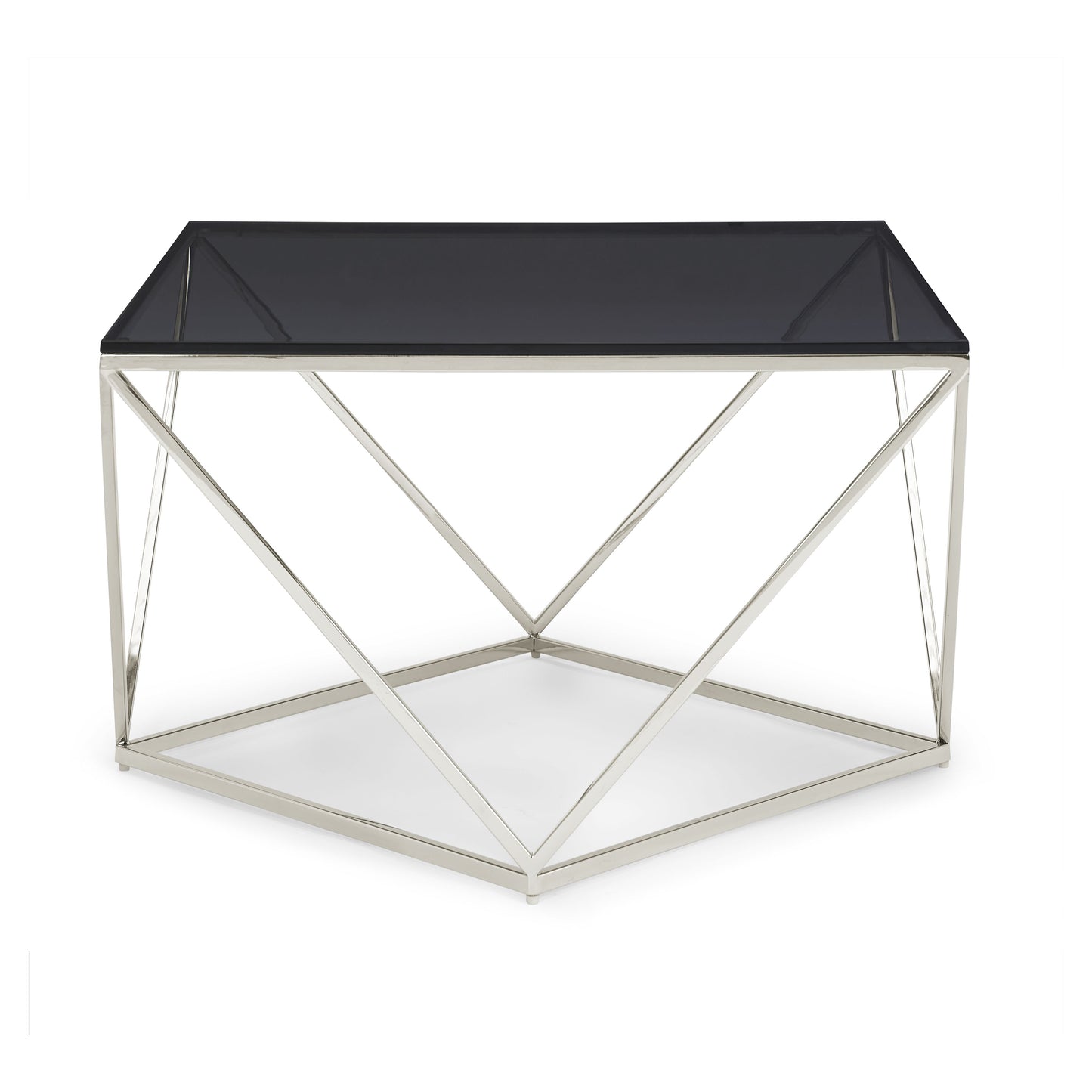 Aria Smoked Glass and Polished Stainless Steel Coffee Table